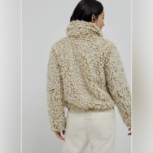 NWT Anthropologie Brenna Faux Fur Coat in Taupe Size XL - Picture 3 of 11